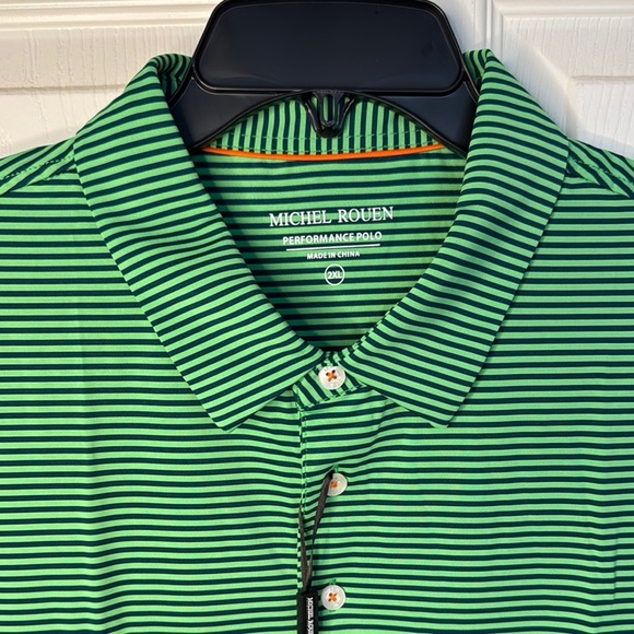 NWT Mens Green Striped Performance Polo Relaxed Fit - Picture 5 of 7